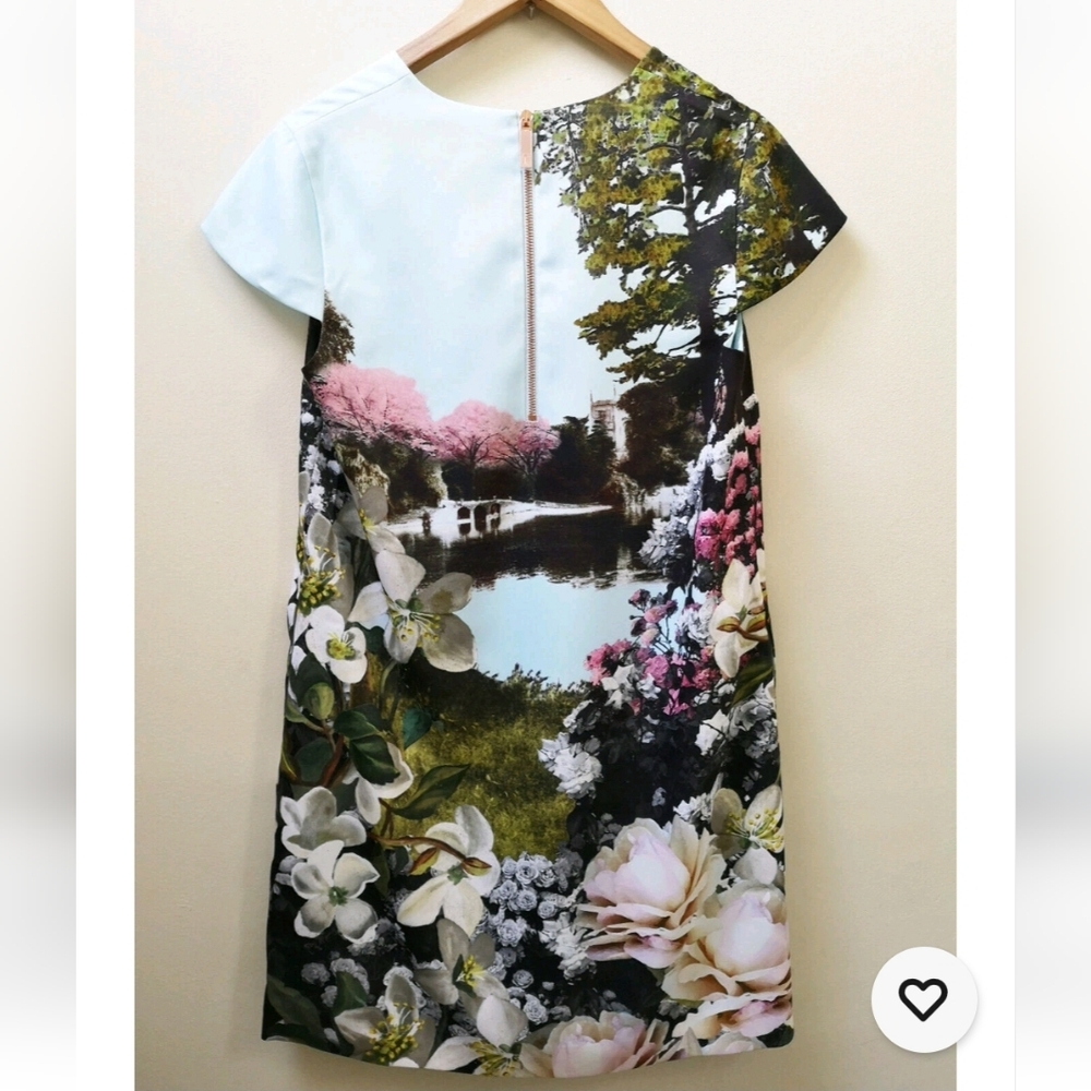 TED BAKER Windermere Blossom Floral Pond Print shift dress Size 1UK, 4 US - Picture 3 of 12